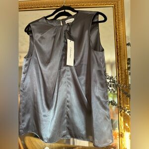 NWT Calvin Klein Silver Satin Blouse